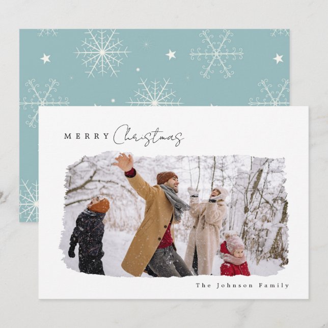 Modern Minimalist Merry Christmas 1 Photo  Holiday Card (Front/Back)
