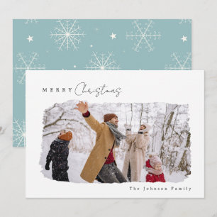 Modern Minimalist Merry Christmas 1 Photo Holiday Card