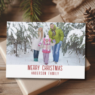 Modern Minimalist Merry Christmas Family Photo Holiday Card