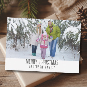 Modern Minimalist Merry Christmas Family Photo Holiday Card