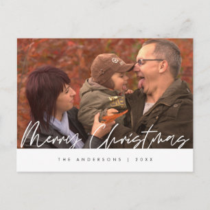Modern Minimalist, Merry Christmas Family Photo Postcard
