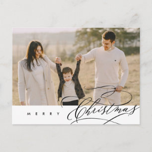Modern Minimalist, Merry Christmas Family Photo Postcard