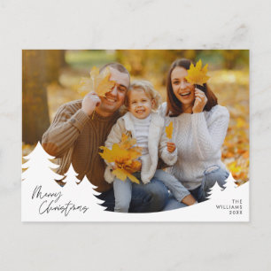Modern Minimalist, Merry Christmas, Family Photo Postcard