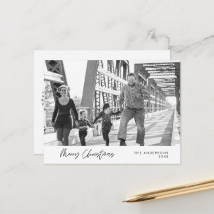 Modern Minimalist, Merry Christmas Family Photo Postcard