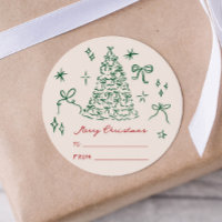 modern minimalist merry christmas gift sticker