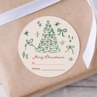modern minimalist merry christmas gift sticker