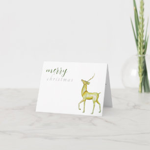Modern Minimalist Merry Christmas Gold Reindeer  Card