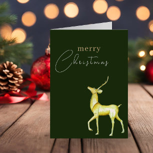 Modern Minimalist Merry Christmas Gold Reindeer Card