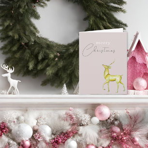 Modern Minimalist Merry Christmas Gold Reindeer Card