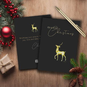 Modern Minimalist Merry Christmas Gold Reindeer Foil Holiday Card