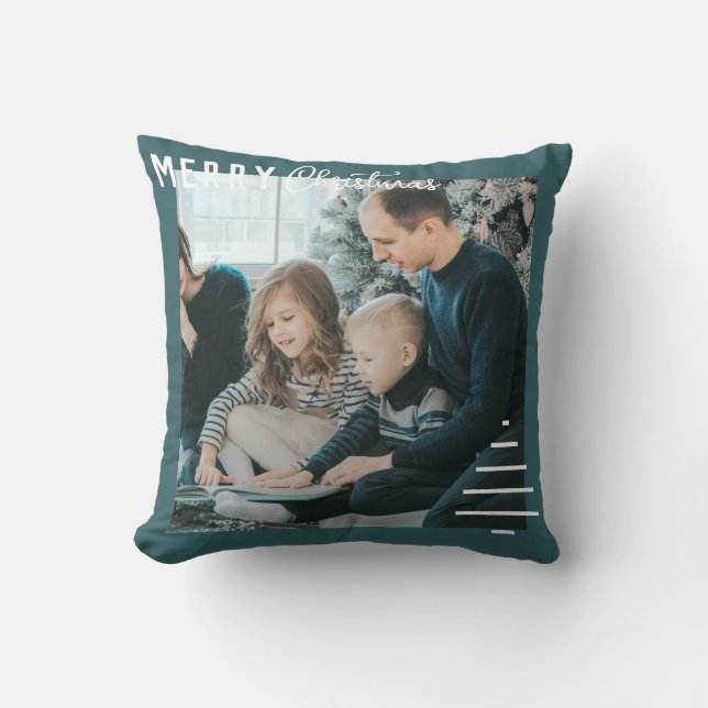 Modern Minimalist Merry Christmas Green Pine Tree  Cushion (Front)