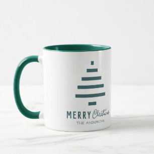 Modern Minimalist Merry Christmas Green Pine Tree Mug