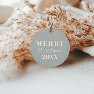 Modern Minimalist Merry Christmas Grey Blue Gift  Favour Tags