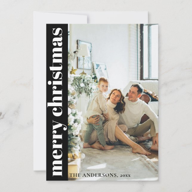 Modern Minimalist Merry Christmas Holiday  Card (Front)