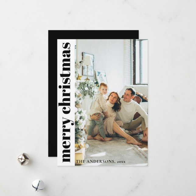 Modern Minimalist Merry Christmas Holiday  Card (Front/Back In Situ)