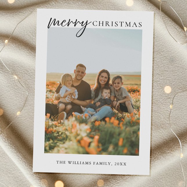 Modern Minimalist Merry Christmas Photo Holiday Card (Creator Uploaded)