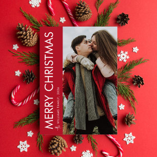 Modern Minimalist Merry Christmas Photo Holiday Card