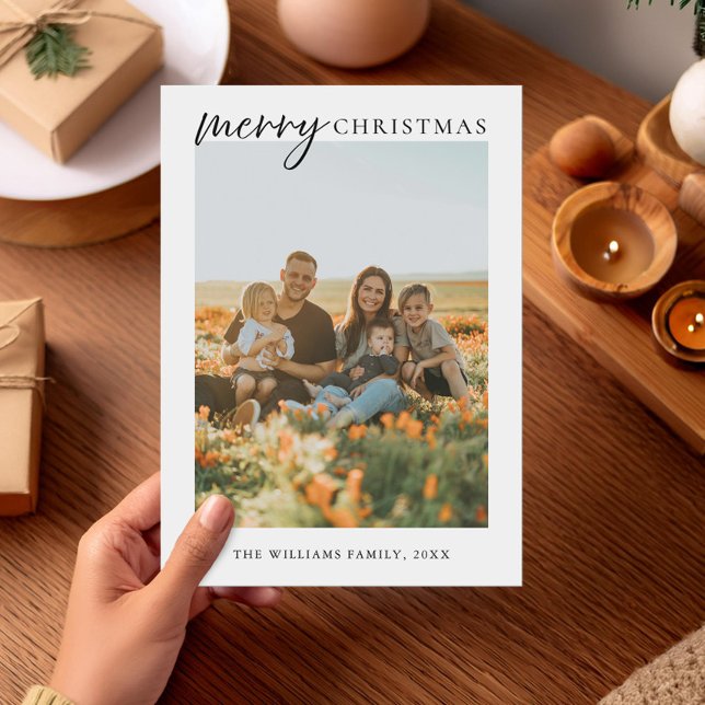 Modern Minimalist Merry Christmas Photo Holiday Card (Creator Uploaded)