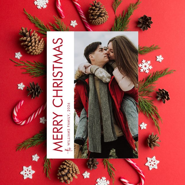 Modern Minimalist Merry Christmas Photo Holiday Card (Creator Uploaded)