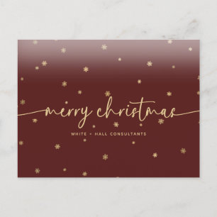 Modern Minimalist Merry Christmas Script Business Postcard
