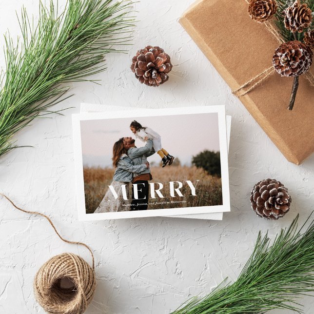 Modern Minimalist Merry Holiday Photo Card (Creator Uploaded)