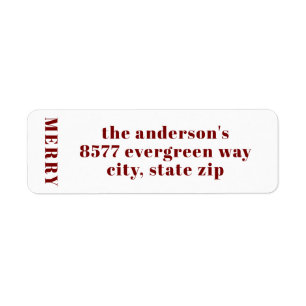 Modern Minimalist Merry White Return Address  Label