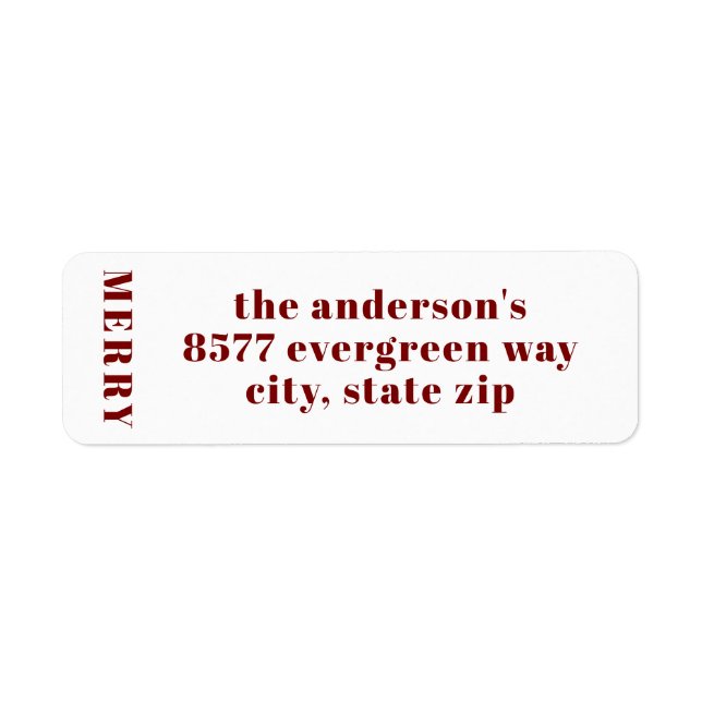 Modern Minimalist Merry White Return Address  Label (Front)
