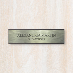 Modern Minimalist Metallic Green Job Title Name Door Sign