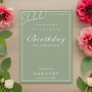 Modern Minimalist Milestone Surprise Birthday Invitation