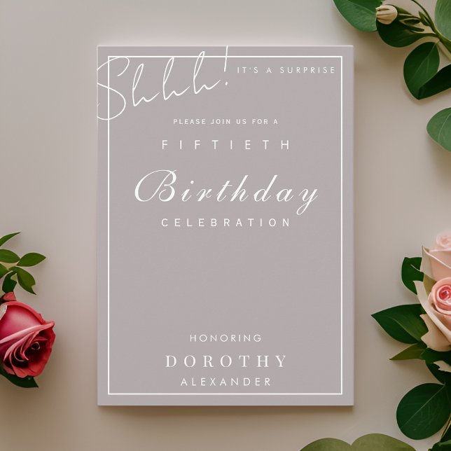 Modern Minimalist Milestone Surprise Birthday Invitation (Creator Uploaded)