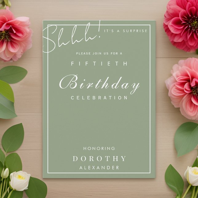 Modern Minimalist Milestone Surprise Birthday Invitation (Creator Uploaded)