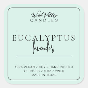 Modern minimalist mint green candle label
