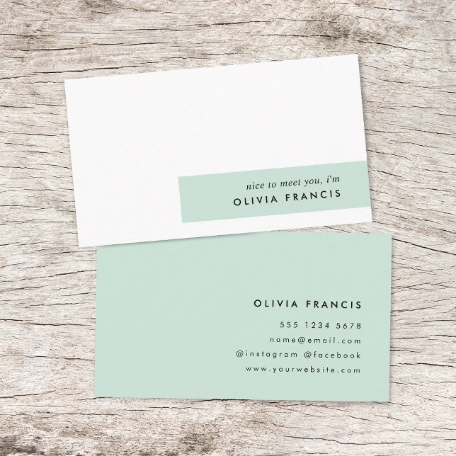 Modern Minimalist Mint Green Pastel Business Card (Creator Uploaded)
