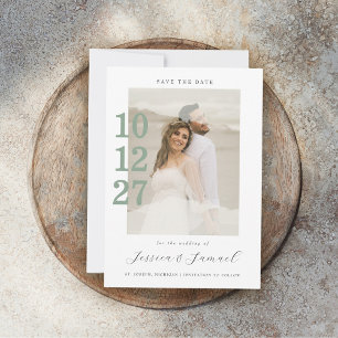 Modern Minimalist Mint Green Script Wedding Photo Save The Date