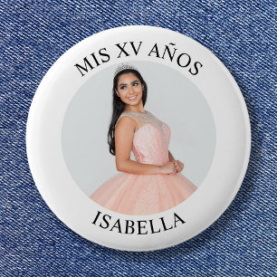 Modern Minimalist Mis XV Años Photo 6 Cm Round Badge