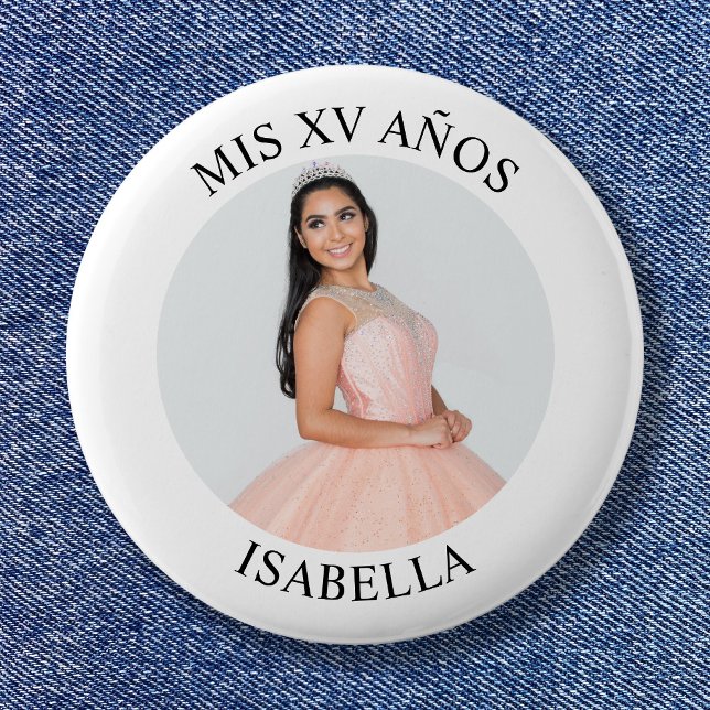 Modern Minimalist Mis XV Años Photo 6 Cm Round Badge (Modern Minimalist Mis XV Años Photo Button)