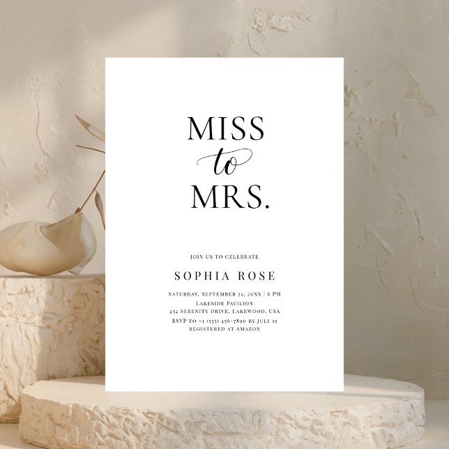 Modern Minimalist Miss to Mrs. Bridal Shower Invitation (Creator Uploaded)