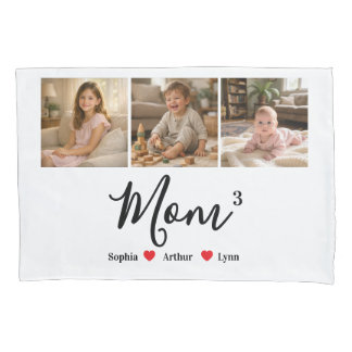 Modern Minimalist Mom Custom Photo & Name Keepsake Pillowcase