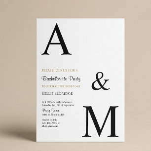 Modern Minimalist Monogram Bachelorette Party Invitation