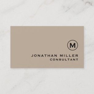 Modern Minimalist Monogram Beige Business Card