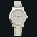 Modern Minimalist Monogram Beige Script Name Watch<br><div class="desc">Elevate your style with this sleek and sophisticated watch, featuring a personalised monogram with your initials and name in an elegant modern script. The minimalist beige design offers a timeless and refined look, making it the perfect accessory for any occasion. Ideal as a thoughtful gift or a stylish addition to...</div>