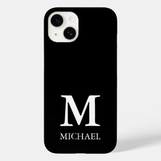 Modern Minimalist Monogram Black and White Case-Mate iPhone 14 Case