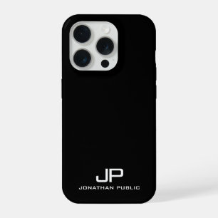 Modern Minimalist Monogram Black And White iPhone 15 Pro Case
