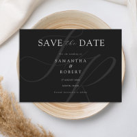 Modern Minimalist Monogram Black and White Wedding