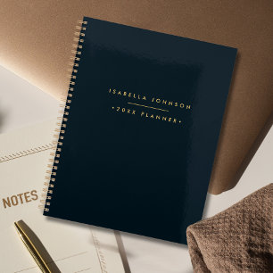 Modern Minimalist Monogram Black Gold Planner