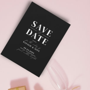 Modern Minimalist Monogram Black Website QR Code Save The Date