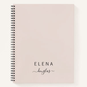 Modern Minimalist Monogram Blush Script Notebook
