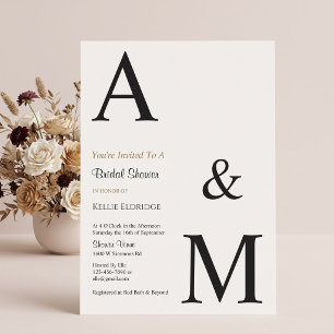 Modern Minimalist Monogram Bridal Shower Invitation