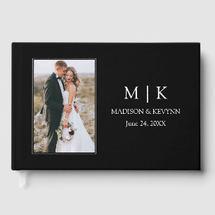 Modern Minimalist Monogram Couple Photo Wedding Guest Book