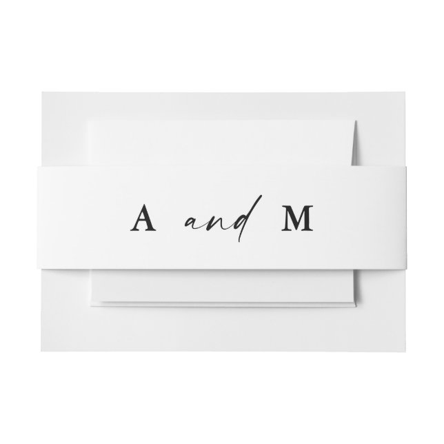 Modern Minimalist Monogram Couples Wedding  Invitation Belly Band (Front Example)